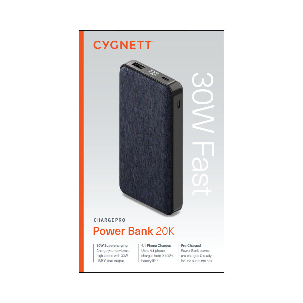 Cygnett ChargePro PD 3.0 30W (20K) Power Bank - Midnight