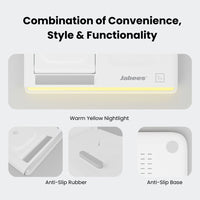 Jabees PowerGlow 4-In-1 Foldable Wireless Magsafe + Apple Watch Compatible Charging StationLED Night Light - White