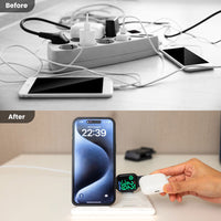 Jabees PowerGlow 4-In-1 Foldable Wireless Magsafe + Apple Watch Compatible Charging StationLED Night Light - White