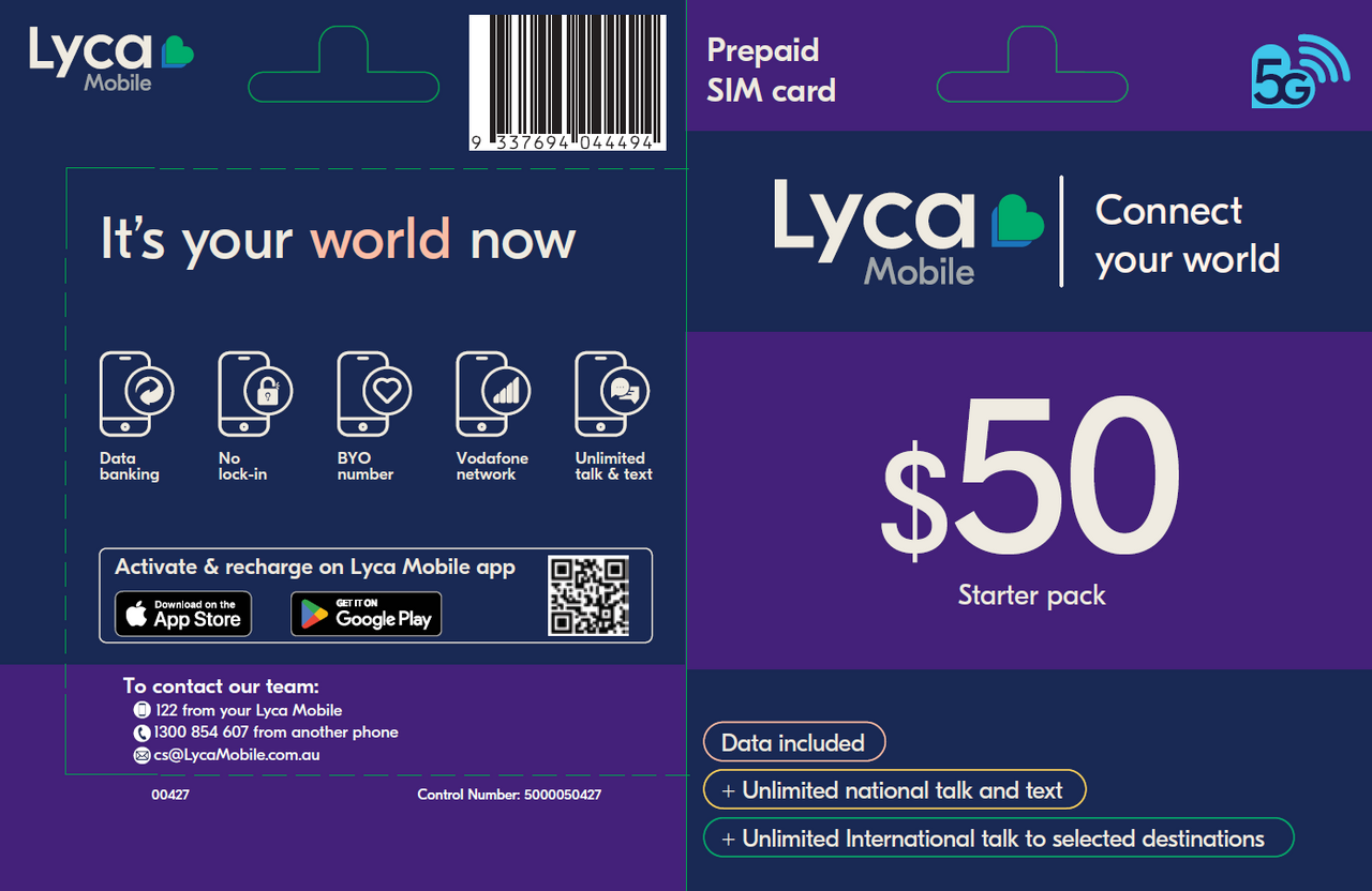 LycaMobile Unlimited Plan XL $50 Starter Pack