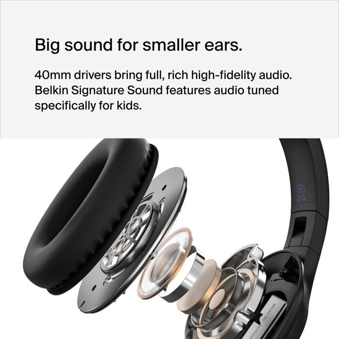 Belkin SoundForm Inspire USB-C Wireless Over-Ear Headset for Kids- Black