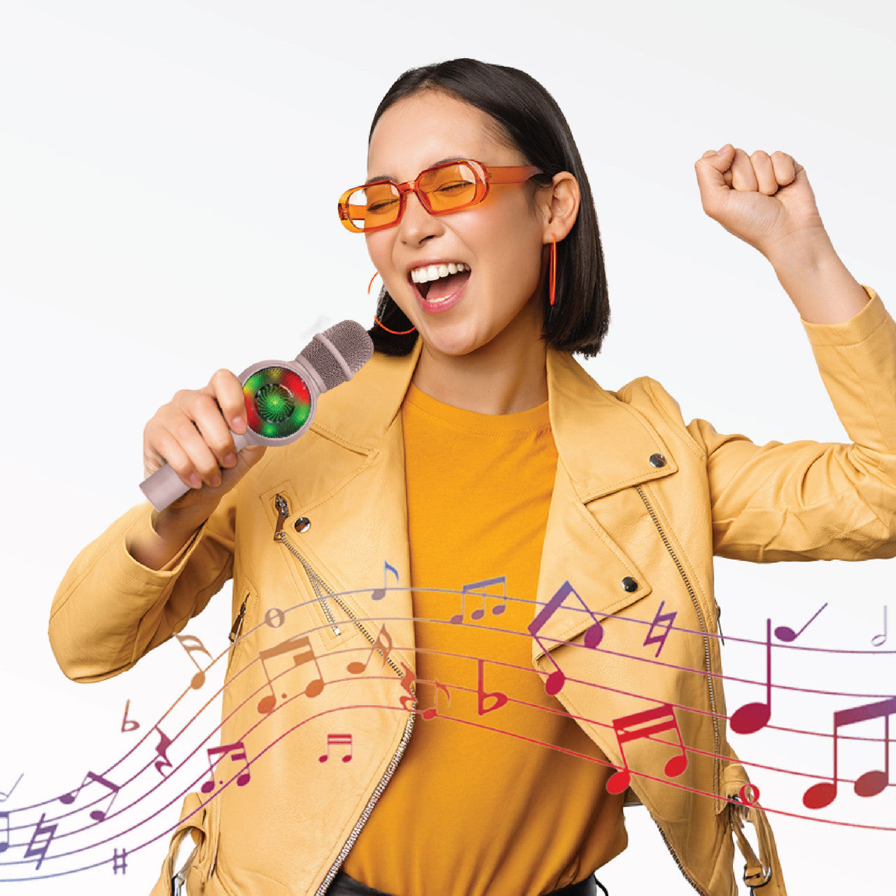 Laser LED Wireless Karaoke Microphone- Rose Gold