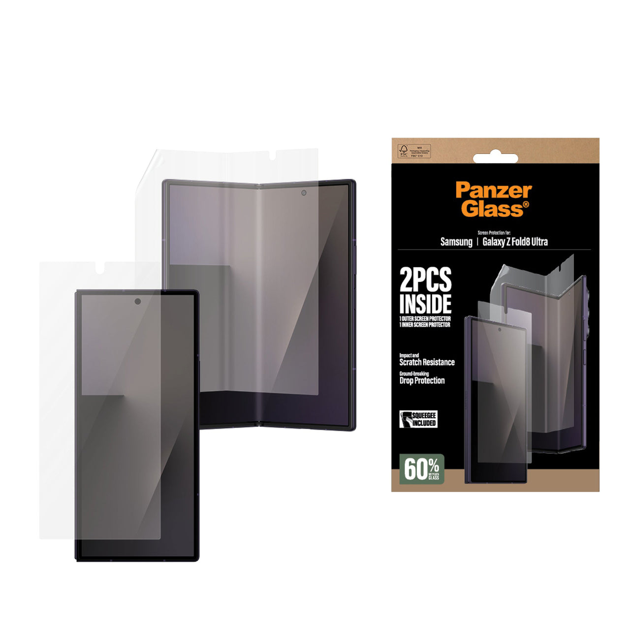 PanzerGlass Sub Screen & Main Film Screen Protector for Samsung Galaxy Z Fold8 Ultra - Clear