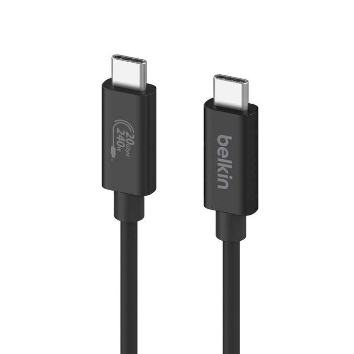 Belkin Connect 5A/240W USB4  USB-C to USB-C Cable 2M, 20Gbps,4K@60Hz, Thunderbolt 4- Black