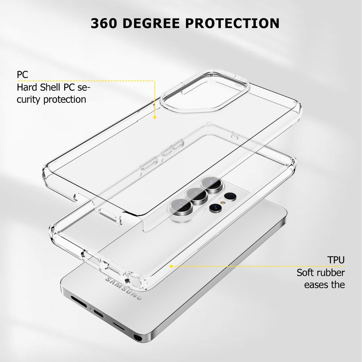Blacktech Transparent Case for Samsung Galaxy S26 Ultra - Clear