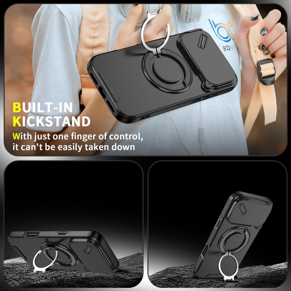 Blacktech Magnetic TitanRing Armor Case for Samsung Galaxy S26 Ultra - Black