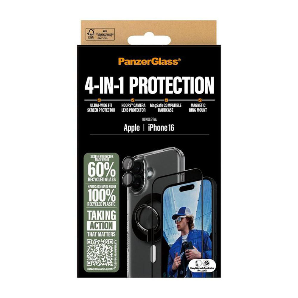 PanzerGlass Screen Protector for iphone 16 4-In-1 Protection Bundle - Clear
