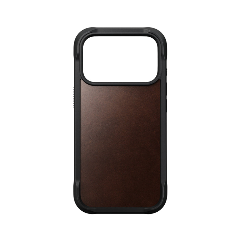 NOMAD Rugged Leather case for iPhone 18 Pro - Rustic Brown Horween
