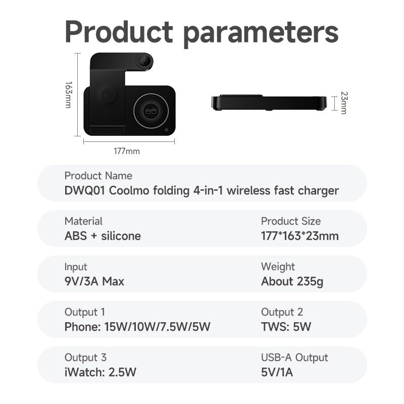 HOCO DWQ01 4 in 1 Wireless Charging Stand - Black