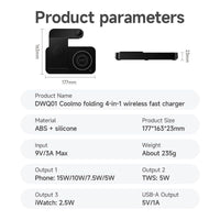 Thumbnail for HOCO DWQ01 4 in 1 Wireless Charging Stand - Black