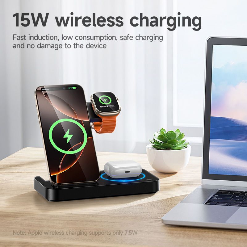 HOCO DWQ01 4 in 1 Wireless Charging Stand - Black