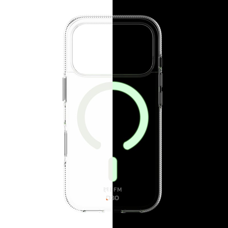 EFM Ibiza Glow In The Dark Case With D3o Zero for Iphone 17 Pro- Clear