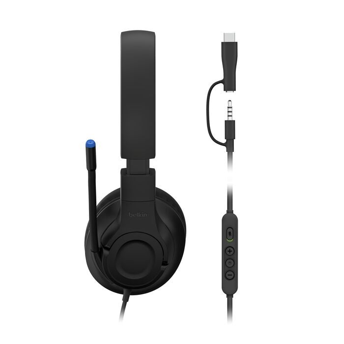Belkin SoundForm Inspire USB-C Wired Over-Ear Headset for Kids - Black