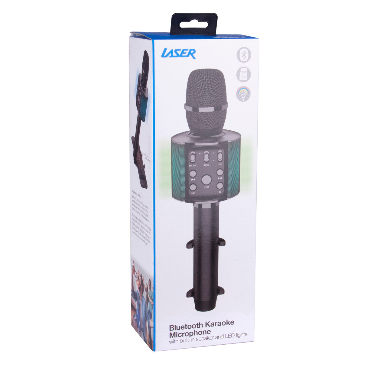 Laser Wireless Karaoke Microphone with LED Lights - Black