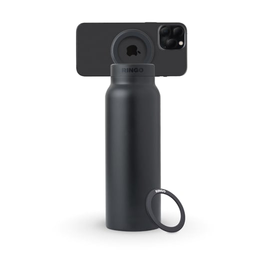 Ringo Water Bottle with Magnetic Phone Mount 710ml (24oz)  - Black