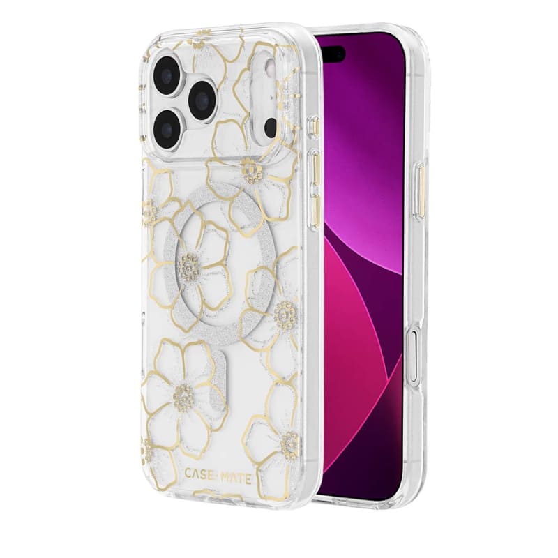 Case-Mate Floral Gems MagSafe Case for iPhone 18 Pro - Gold