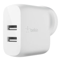 Belkin 24W Dual Wall Charger and USB-A to USB-C Cable - White