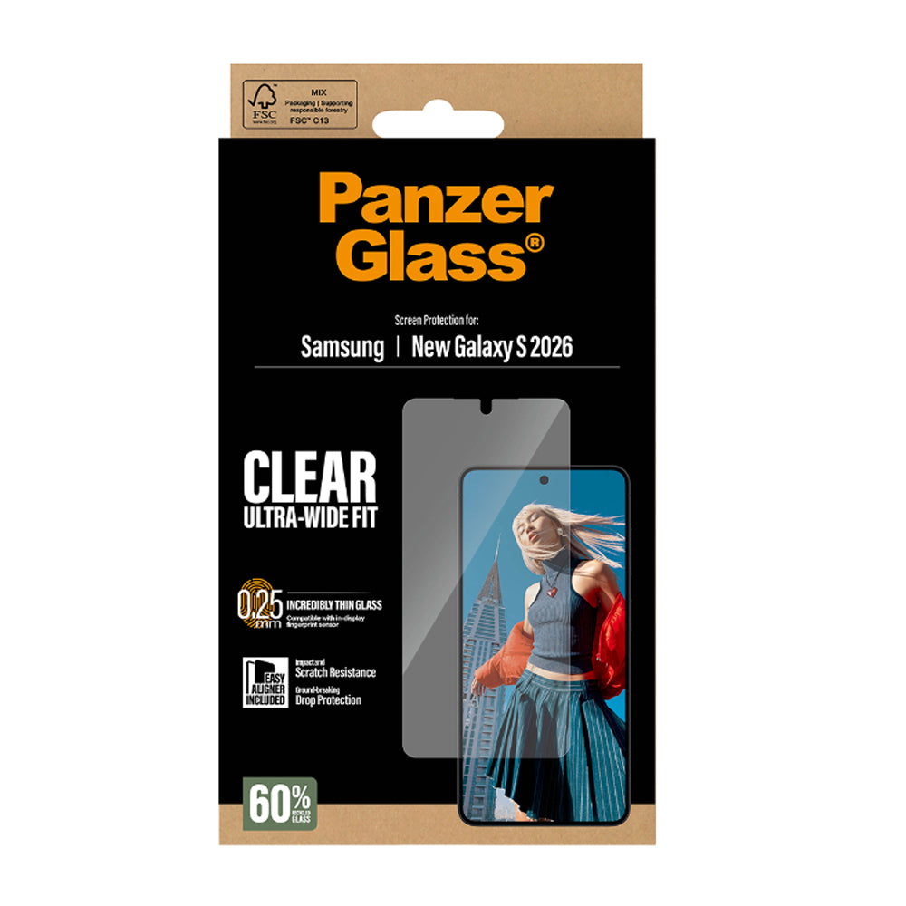 PanzerGlass UltraWide Fit EasyAligner Screen Protector for Samsung Galaxy S26 - Clear