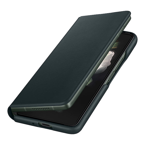 Samsung Leather Flip Cover for Galaxy Fold3 - Green