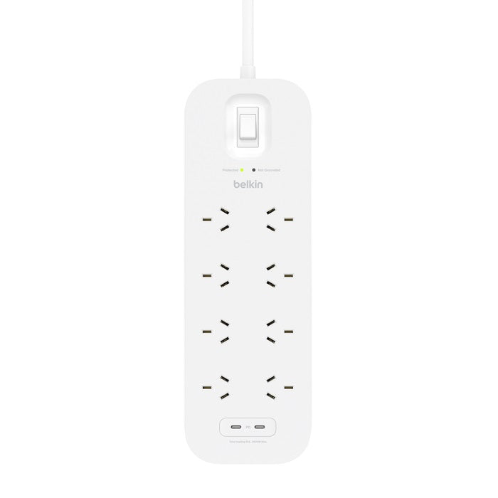 Belkin Connect 8 Outlet Surge Protector (with Dual USB-C 30W) - White
