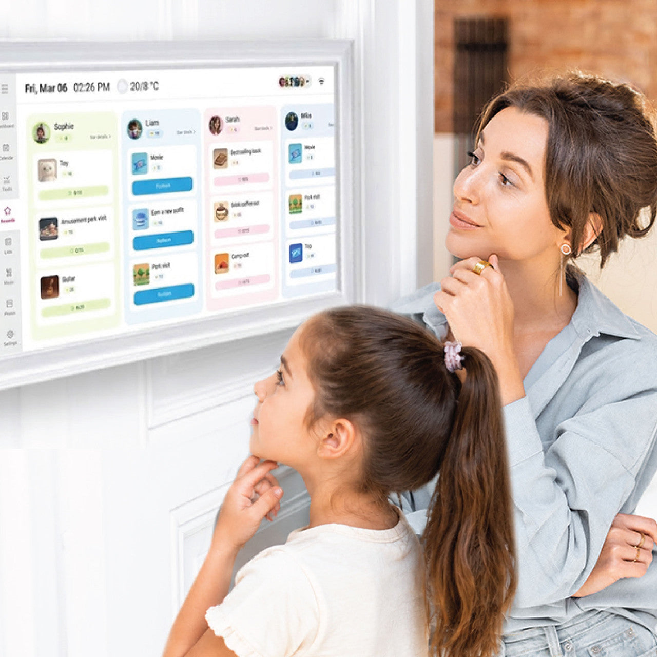 Laser 15.6 Inch Digital Calendar + Photo Frame Touch Screen - White - NO Subscribtion Fee