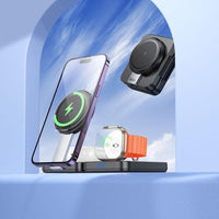 Thumbnail for Hoco CQ11 15W 3 in 1 Folding Magnetic Wireless Fast Charger - Black