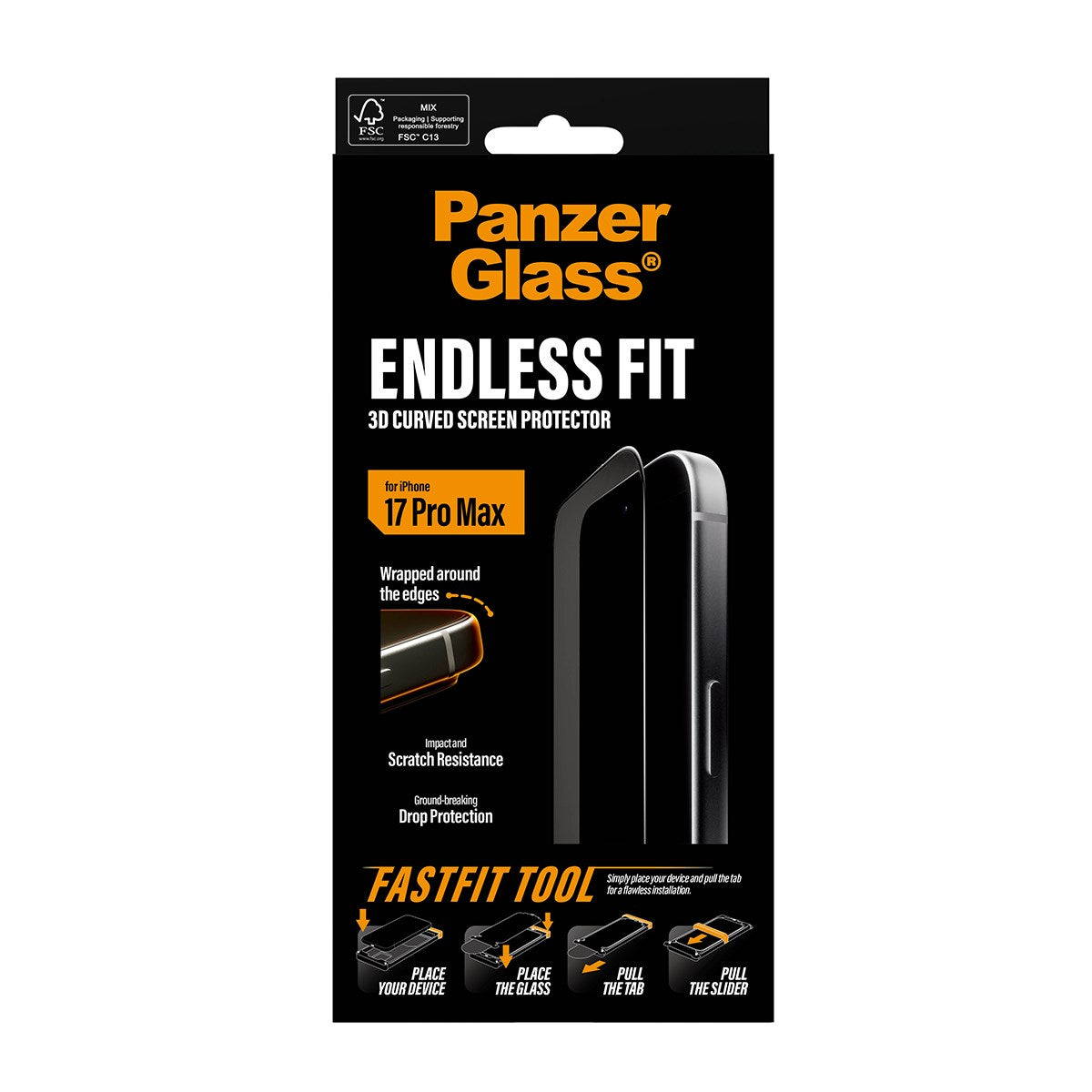 PanzerGlass 3D Curve Screen Protector for iPhone 17 Pro Max - Clear