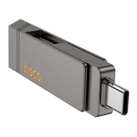 Thumbnail for HOCO UD15 2-in-1 High Speed Zinc alloy Flash Drive (USB-A & USB-C) - Metal gray