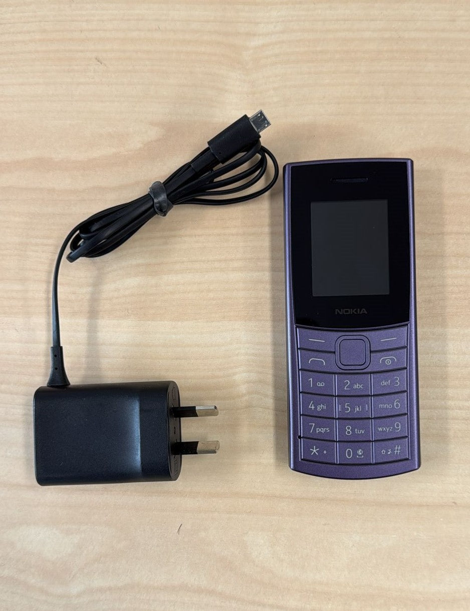 Open Box Nokia 110 4g Dual SIM Feature Phone with Charger - Arctic Purple