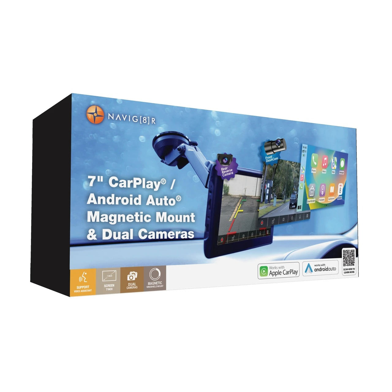 Navig8r 7-inch CarPlay Android Auto Dual Cameras