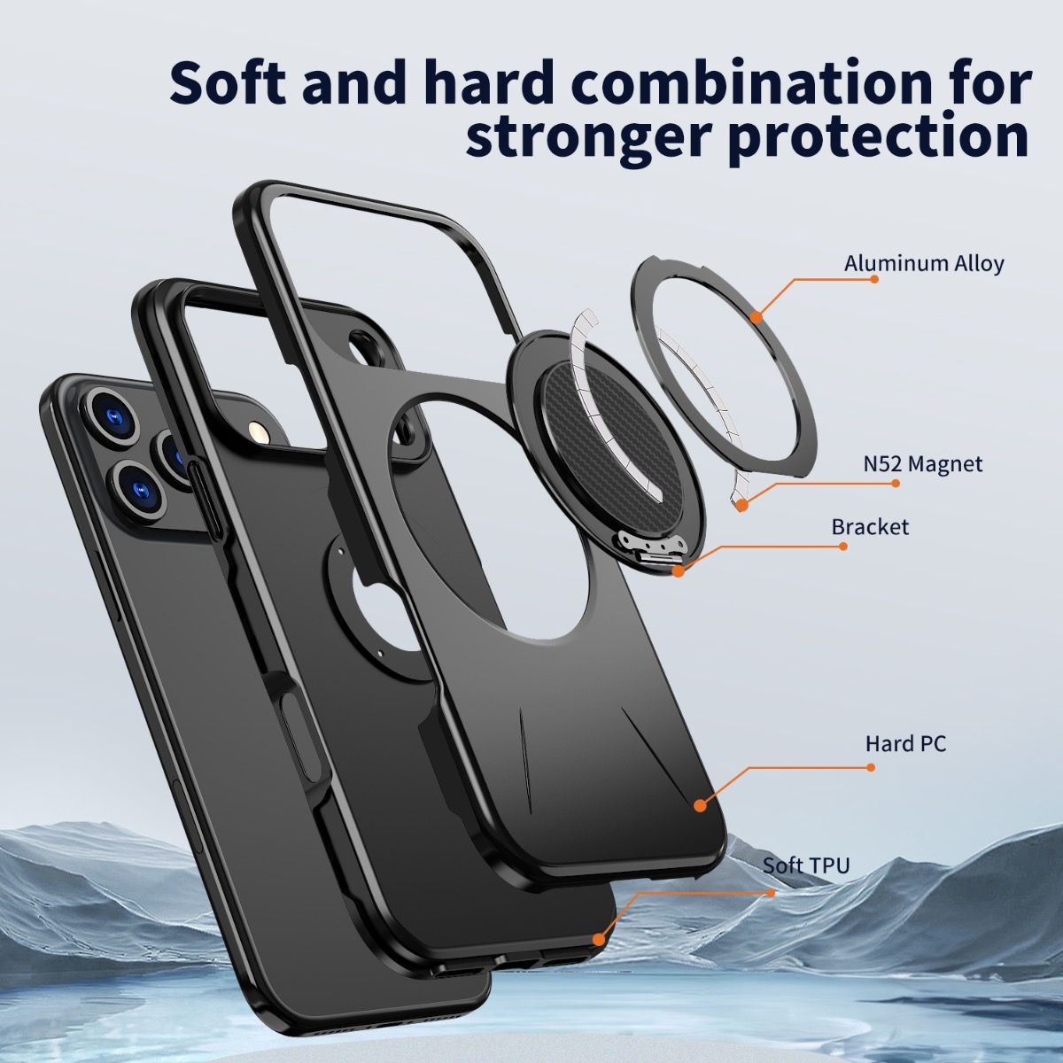 Blacktech Sentinel X Ring Magsafe Case for Samsung Galaxy S26 Ultra - Black