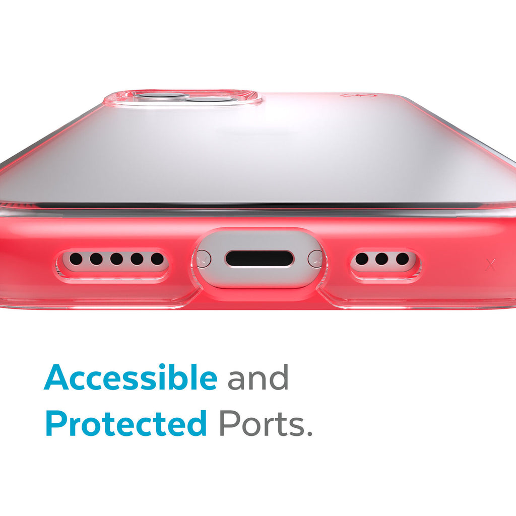 Speck Presidio Perfect Clear Impact Geometry Case For iPhone 13 Standard 6.1 - Red