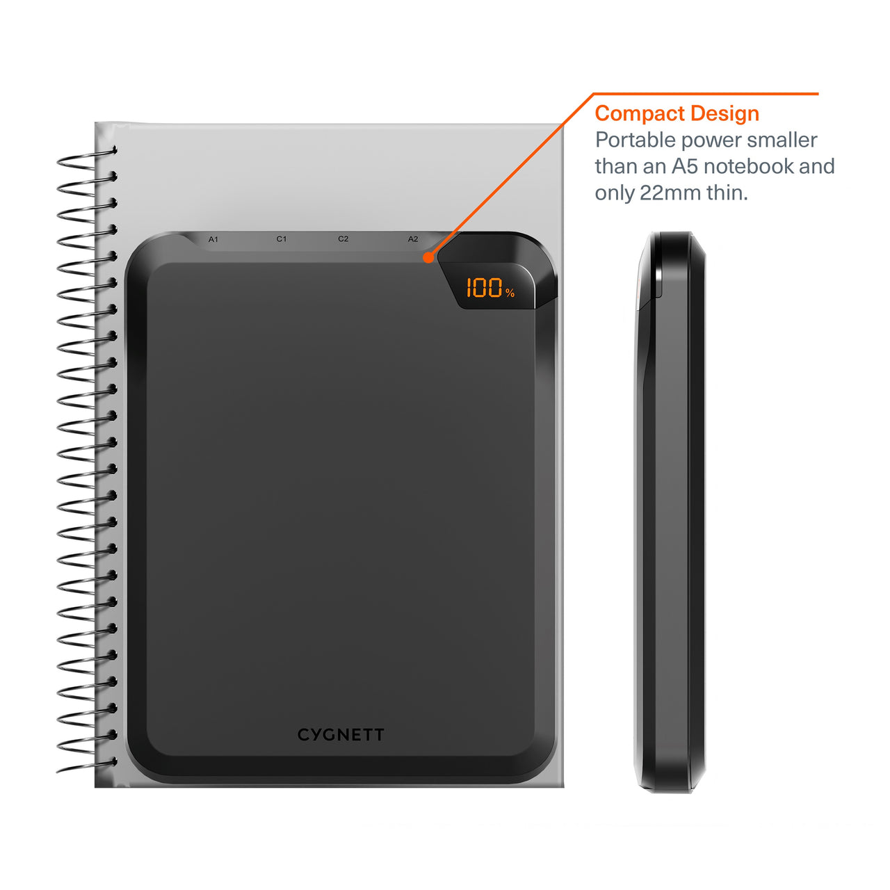 Cygnett VertPWR 25000mAh Laptop Power Bank + Stand - Obsidian Black