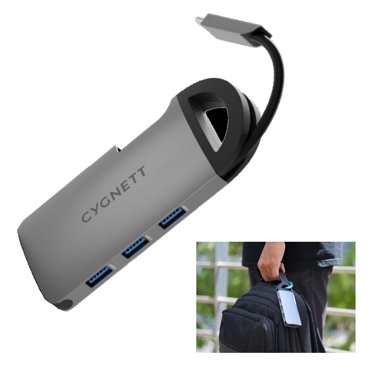 Cygnett Unite 7-in-1 USB-C Multiport Hub Adapter Dock - Grey