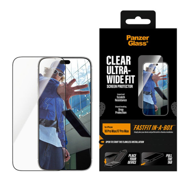 PanzerGlass Ultra-Wide Screen Protector for New iPhone 2026 6.9 Pro Max, 17 Pro Max - Clear