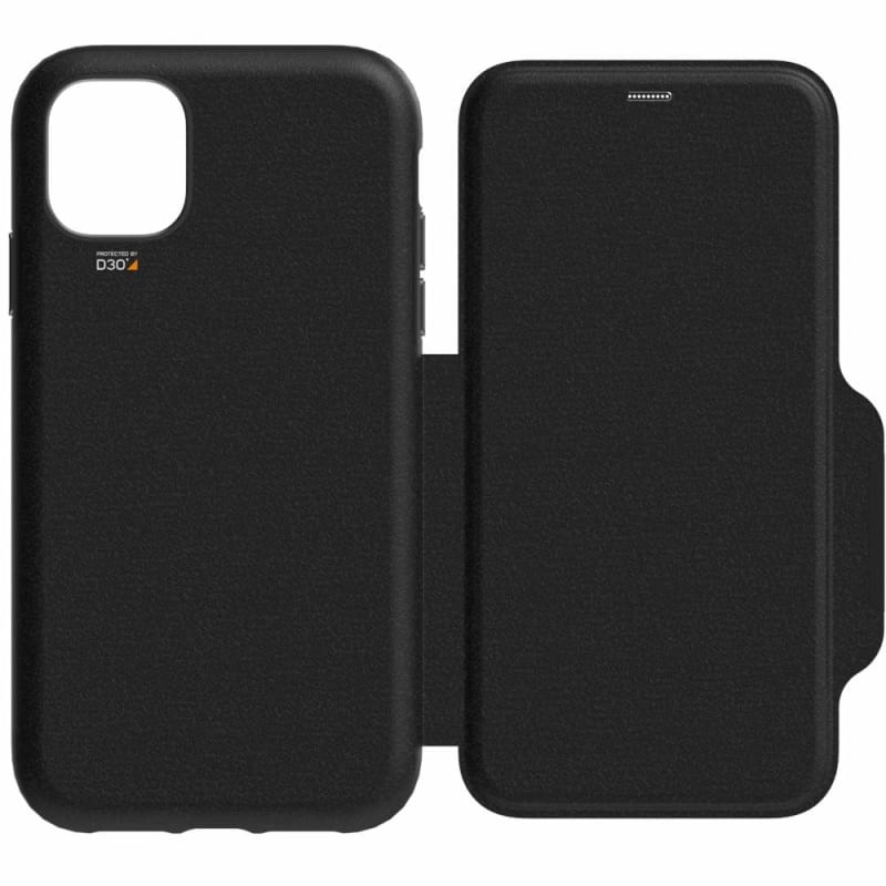 EFM Monaco D3O Leather Wallet Case Armour For iPhone 11 Pro - Black / Space Grey