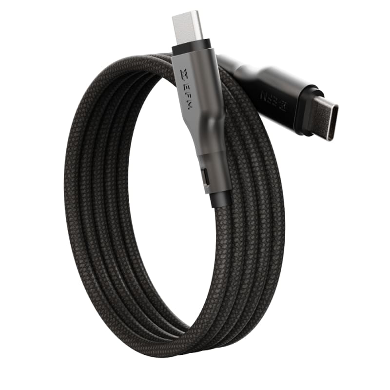 EFM 48W Car Charger with 1M Mag-Coil USB-C Cable - Black