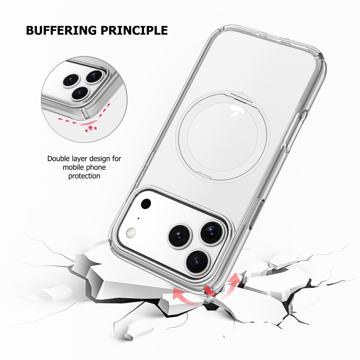 Blacktech Magsafe Case with Ring for Samsung Galaxy S26 Ultra - Clear