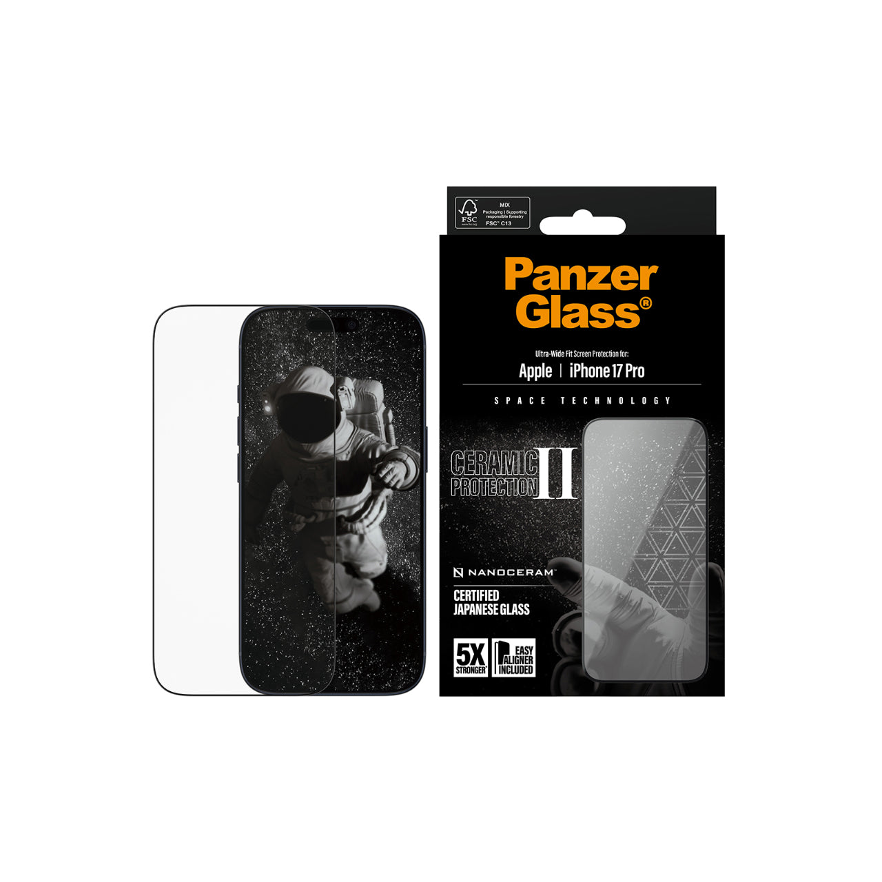 PanzerGlass UltraWide Fit Ceramic Screen Protector for iPhone 17 Pro