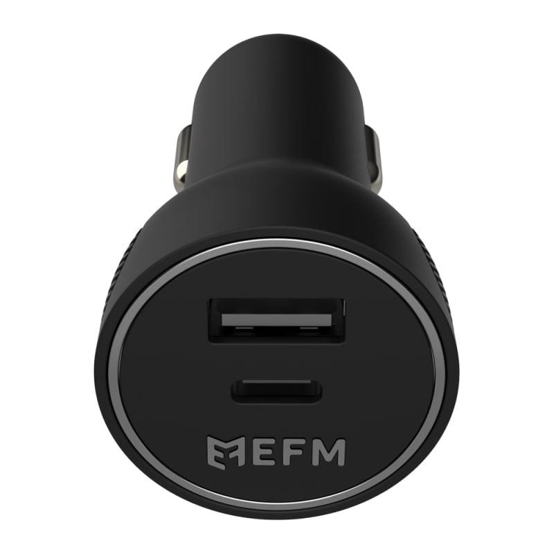 EFM 30W Dual Port Car Charger with Power Delivery and PPS - Black
