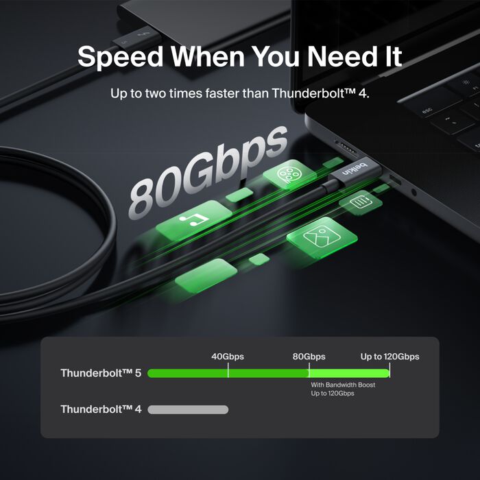 Belkin Connect Thunderbolt 5 USB-C to USB-C Cable (1M) - Black