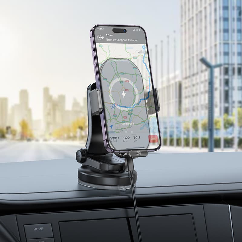 Borofone Rusher Infrared Wireless Fast Charging Car Holder(Center Console) - Black