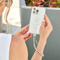 Thumbnail for Case-Mate Anchor Card Phone Charm (Beaded Ivory and Onyx) - White / Black