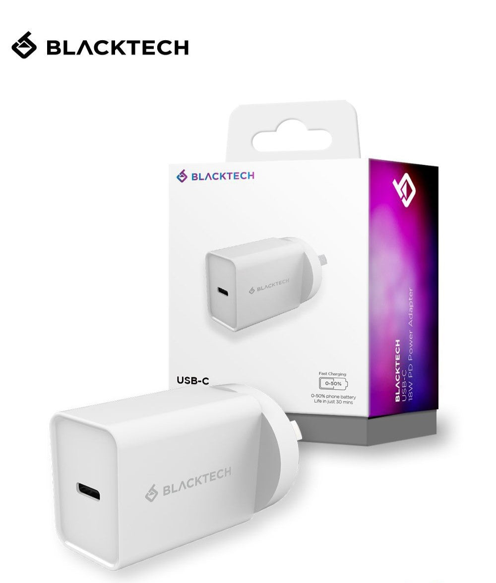 Blacktech USB-C 20W PD Power Wall Adapter Charger for iPhone | Andriod- White