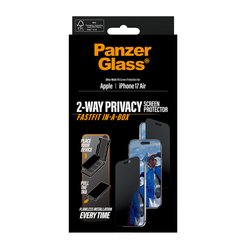 PanzerGlass Privacy Ulte Wide Fit Screen Protector with Fastfit in-a-box for iPhone Air