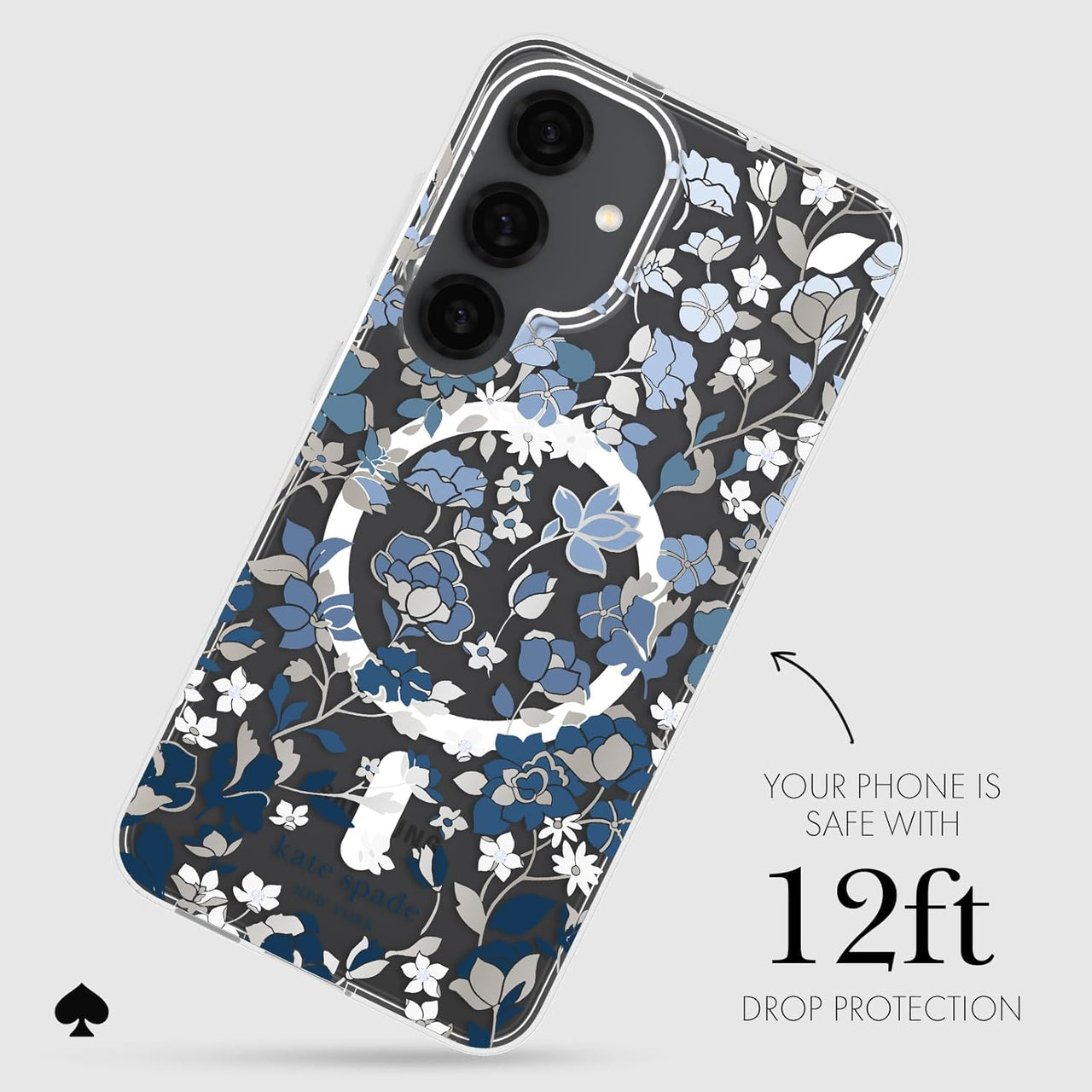 Kate Spade Case with Magnets for Samsung Galaxy S25 - Flowerbed Blue Gems