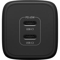 Thumbnail for OtterBox 65W Dual Port USB-C Wall Charger With - 1 x USB-C 45W and 1 x USB-C 20W Port - Black