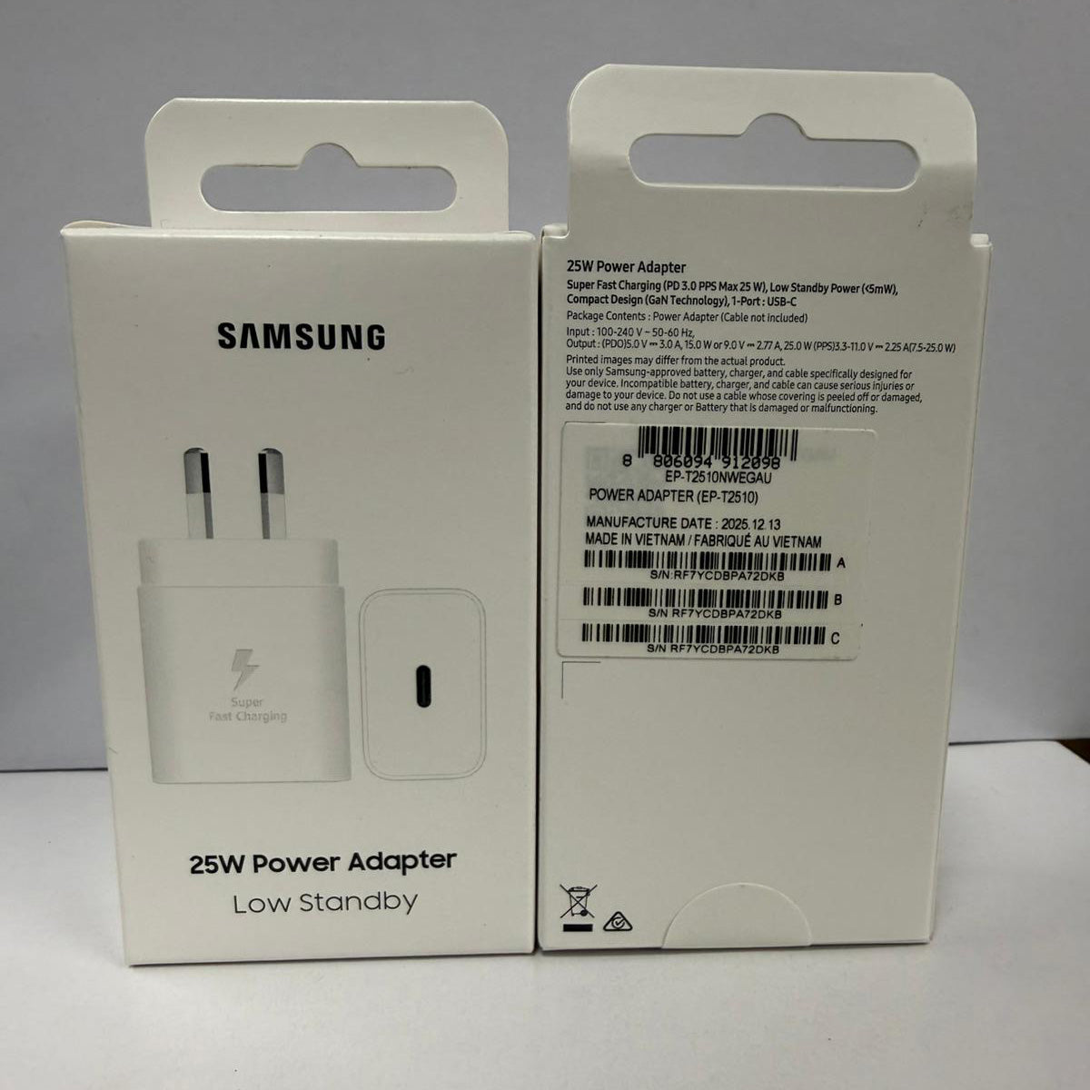Samsung AC Charger 25W USB-C (2024 GAN Model) - White (No Cable)