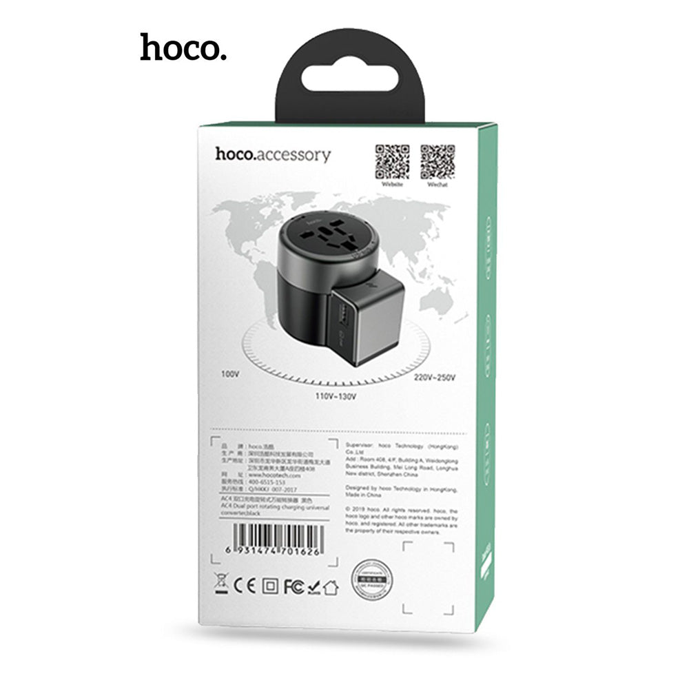 Hoco AC4 USB Charger Universal World Travel Adapter US/UK/EU/AU Plug Converter