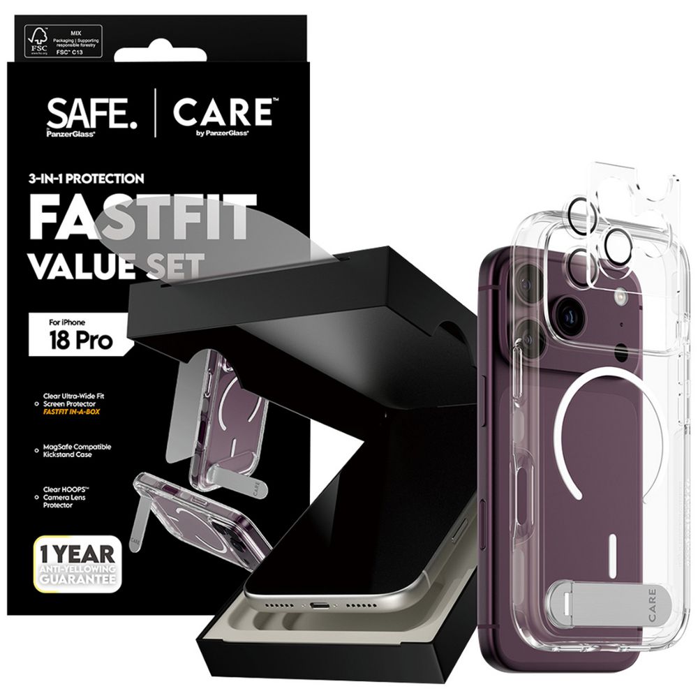 PanzerGlass 3-in-1 Protection Bundle for iPhone 18 Pro - Clear